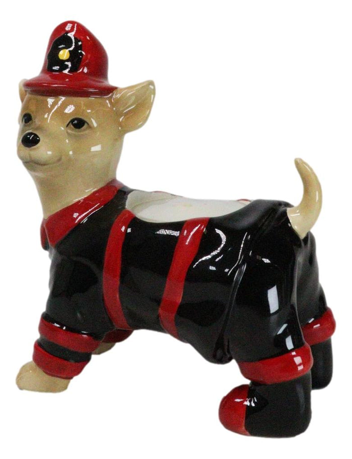 Ebros Gift Happy Birthday Fireman Frank In Fire Gear Dog Ceramic Tea Light Candle Holder