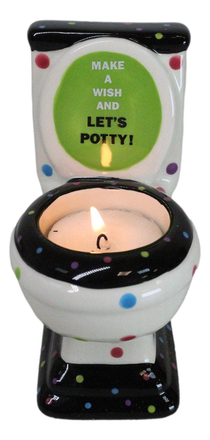 ebros gift Happy Birthday Make A Wish And Let's Potty Ceramic Tea Light Candle Holder