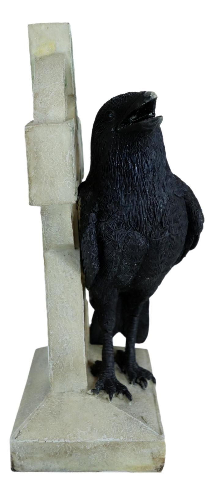 Ebros Gift Harbinger Of Doom Macabre Raven Crow Perching On Celtic High Cross Figurine
