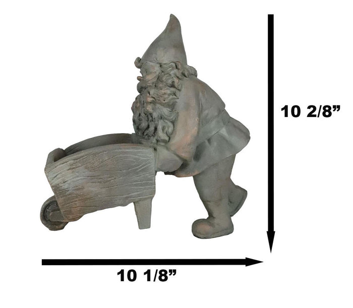 Ebros Gift Hardworking Mr Gnome Pushing Wheelbarrow Cart Floral Planter Vase Garden Statue