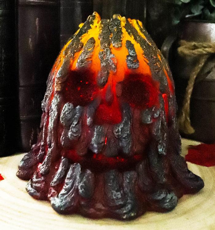 ebros gift Haunted Volcano Lava Magma Fire Grinning Skull LED Night Light Lamp Figurine