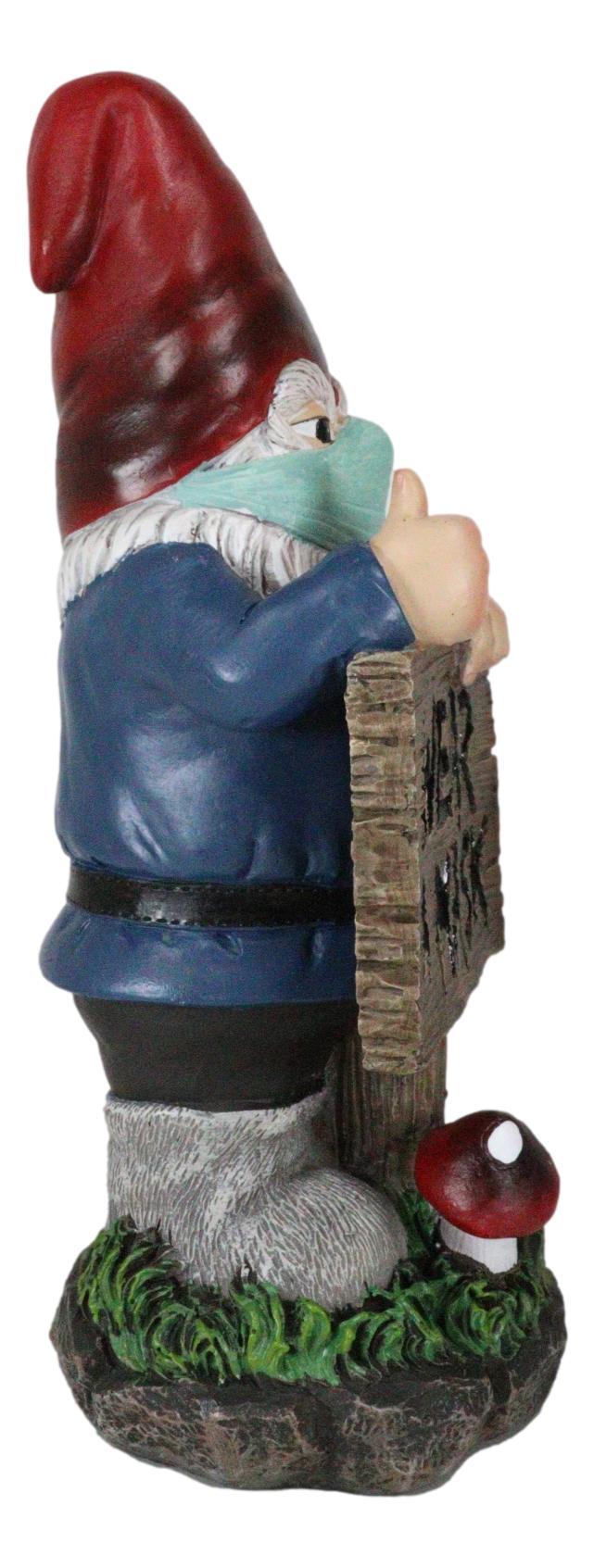 Ebros Gift Health Freak Mr Gnome Wearing Protective Face Mask By 'Wear Mask' Sign Figurine