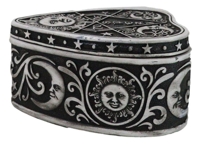 Ebros Gift Heart Shaped Tarot Fortune Teller Wicca Divination Sun Moon Stars Trinket Box