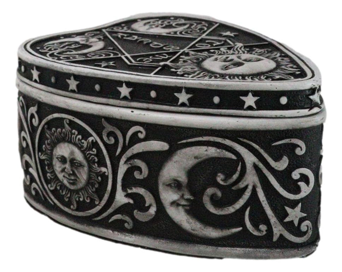 Ebros Gift Heart Shaped Tarot Fortune Teller Wicca Divination Sun Moon Stars Trinket Box