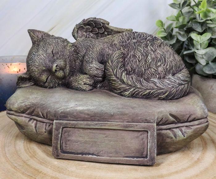 Ebros Gift Heavenly Angel Cat Sleeping On Pillow Cremation Urn Small Pet Memorial Statue