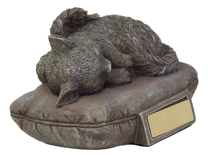Ebros Gift Heavenly Angel Cat Sleeping On Pillow Cremation Urn Small Pet Memorial Statue