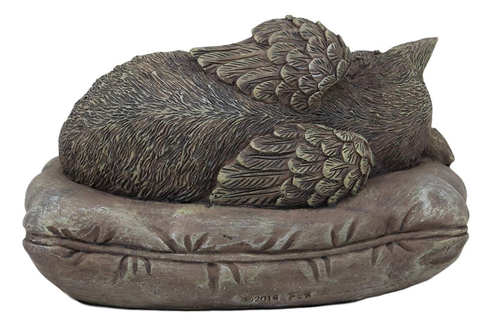 Ebros Gift Heavenly Angel Cat Sleeping On Pillow Cremation Urn Small Pet Memorial Statue