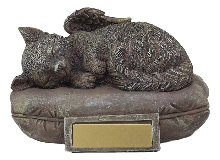 ebros gift Heavenly Angel Cat Sleeping On Pillow Cremation Urn Small Pet Memorial Statue