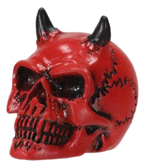 Ebros Gift Hell Bent Pit Lord Horned Crimson Blood Red Demon Vampire Mini Skull Figurine