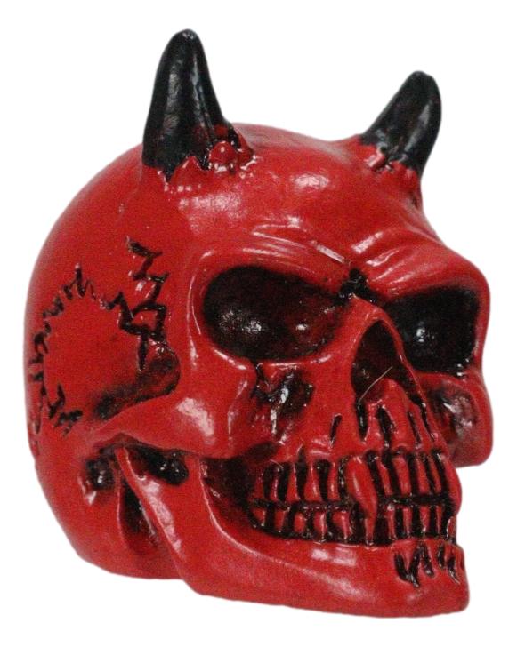 Ebros Gift Hell Bent Pit Lord Horned Crimson Blood Red Demon Vampire Mini Skull Figurine