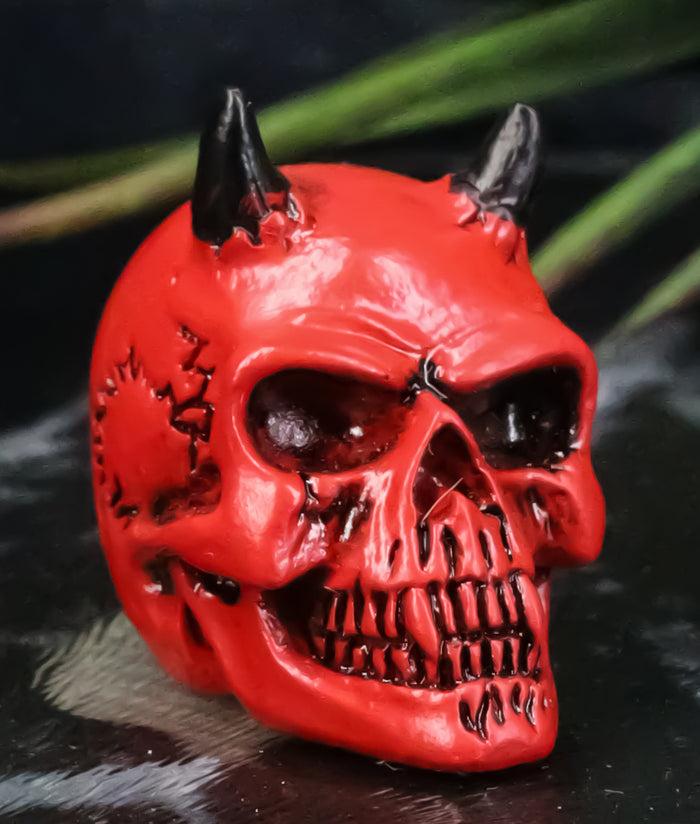 ebros gift Hell Bent Pit Lord Horned Crimson Blood Red Demon Vampire Mini Skull Figurine