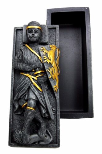 Ebros Gift Heraldry Lion Crest Medieval Knight Templar Coffin Casket Jewelry Box Figurine