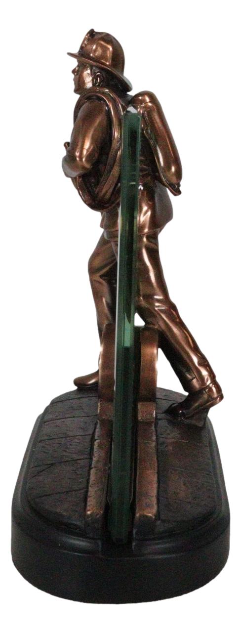 Ebros Gift Heroic Fire Fighter Fireman With Axe And Hose 6"X4" Glass Picture Frame Figurine