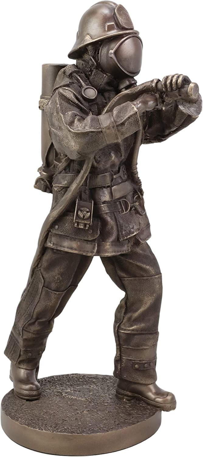Ebros Gift Heroic Fireman Fire Fighter In Full Turnout Gear Attire Carrying Hose Statue
