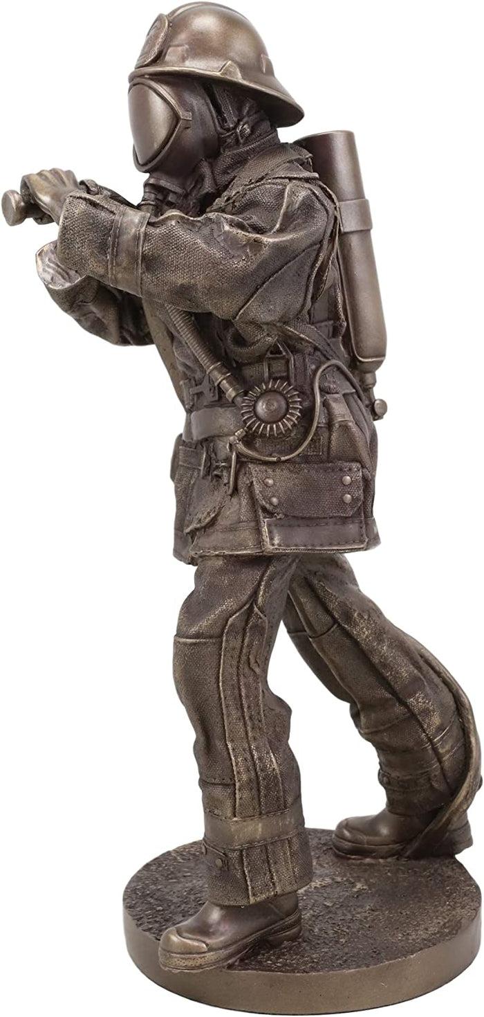 Ebros Gift Heroic Fireman Fire Fighter In Full Turnout Gear Attire Carrying Hose Statue