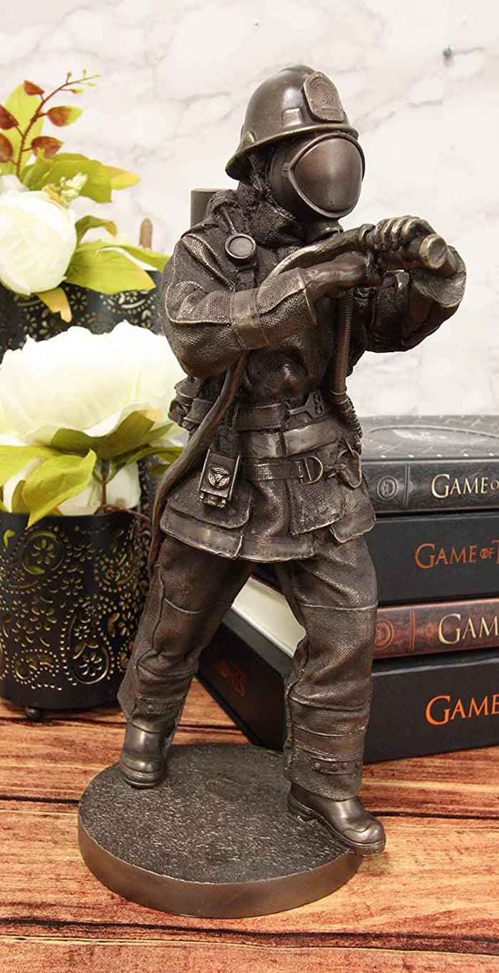 ebros gift Heroic Fireman Fire Fighter In Full Turnout Gear Attire Carrying Hose Statue