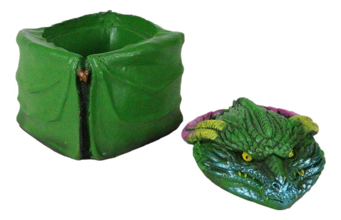 Ebros Gift Hibernating Dragon Green Serpent Drake Small Stash Trinket Jewelry Box Figurine