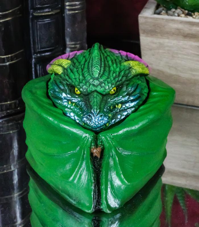 ebros gift Hibernating Dragon Green Serpent Drake Small Stash Trinket Jewelry Box Figurine