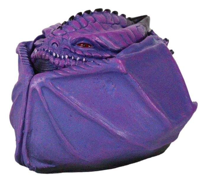 Ebros Gift Hibernating Dragon Purple Serpent Drake Small Stash Trinket Jewelry Box Figurine