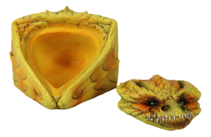 Ebros Gift Hibernating Dragon Yellow Serpent Drake Small Stash Trinket Jewelry Box Figurine
