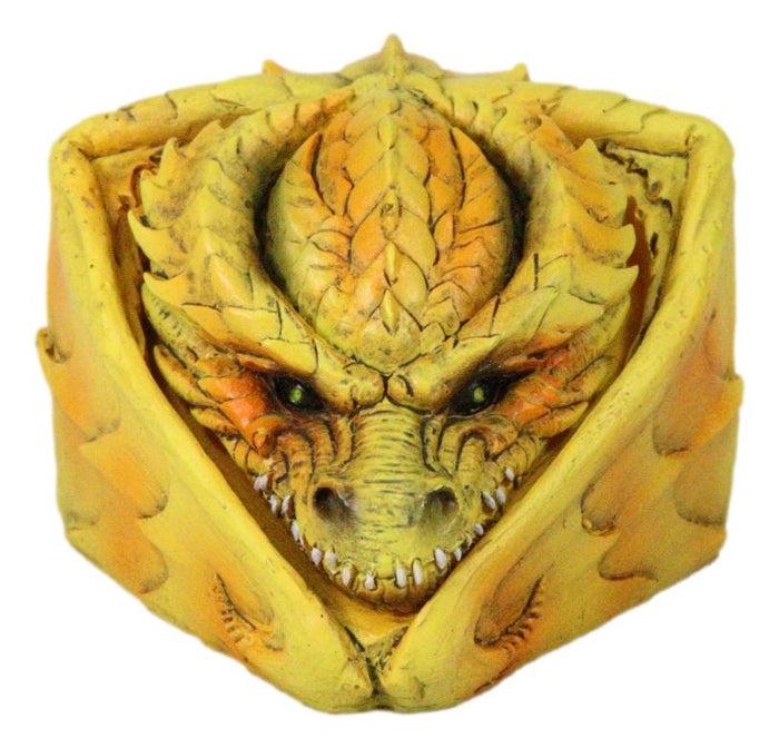 Ebros Gift Hibernating Dragon Yellow Serpent Drake Small Stash Trinket Jewelry Box Figurine