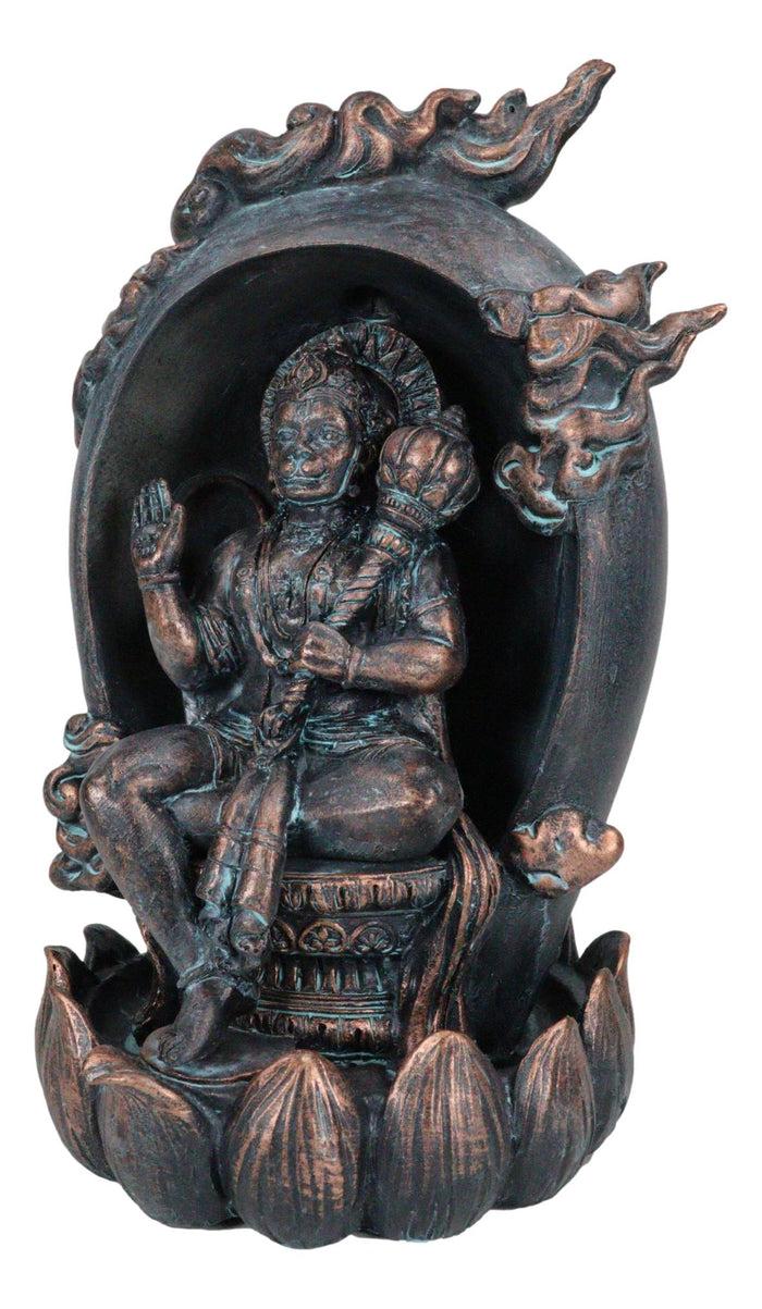 Ebros Gift Hindu Buddha Hanuman Monkey God On Lotus Backflow Cone Incense Burner Figurine