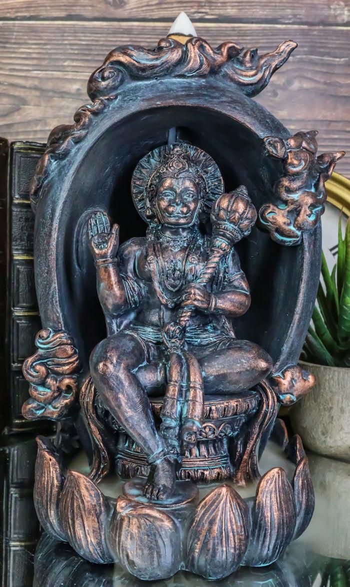 ebros gift Hindu Buddha Hanuman Monkey God On Lotus Backflow Cone Incense Burner Figurine