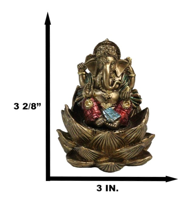 Ebros Gift Hindu Deity God Ganesha Ganapati Seated On Padma Lotus Flower Mini Figurine