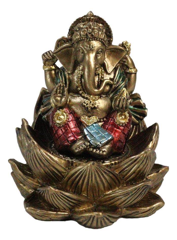 ebros gift Hindu Deity God Ganesha Ganapati Seated On Padma Lotus Flower Mini Figurine