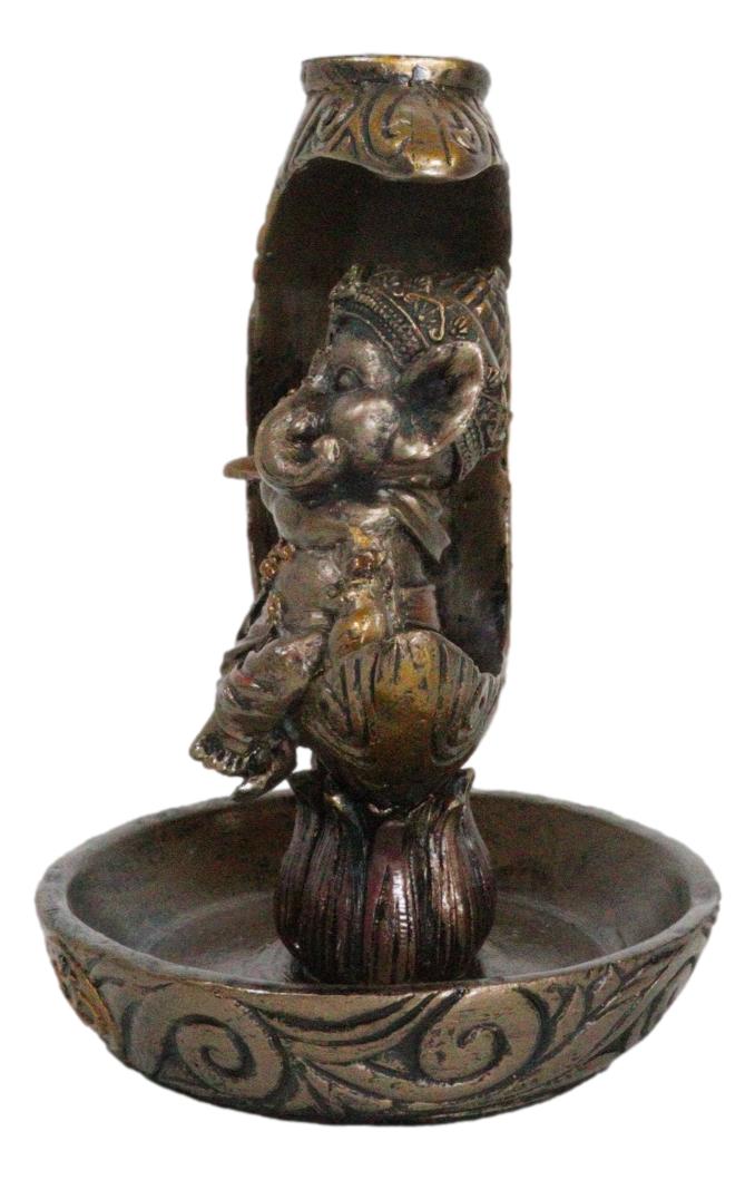 Ebros Gift Hindu God Baby Ganesha Playing Flute On Crescent Moon Backflow Incense Burner