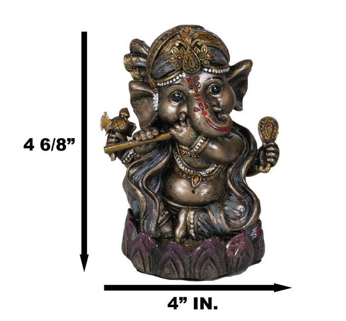 Ebros Gift Hindu God Ganapati Baby Ganesha Playing Flute On Lotus Backflow Incense Burner