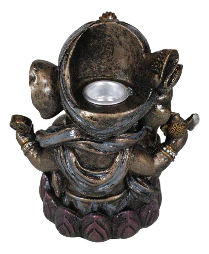 Ebros Gift Hindu God Ganapati Baby Ganesha Playing Flute On Lotus Backflow Incense Burner