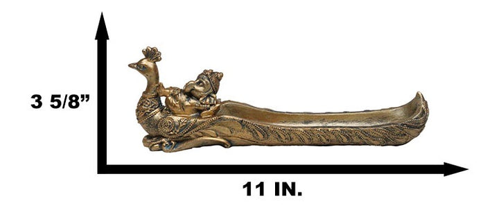 Ebros Gift Hindu God Ganapati Baby Ganesha Sleeping On Peacock Incense Holder Figurine