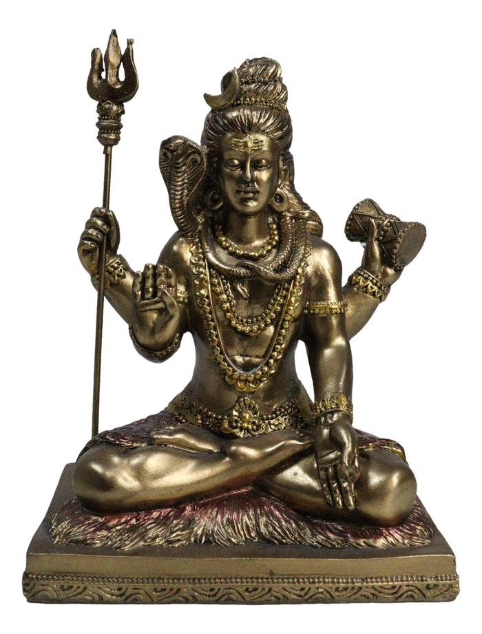 ebros gift Hindu God Lord Shiva With Trishula Trident Drum Cobra In Meditation Figurine