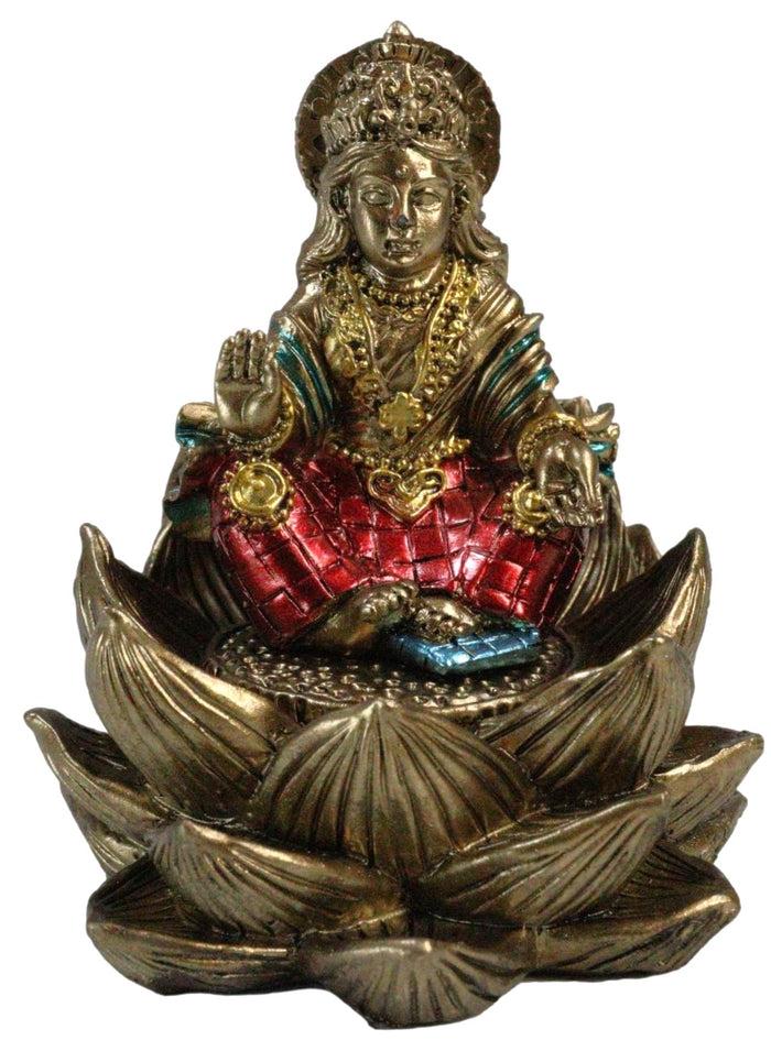 ebros gift Hindu Goddess Of Fortune Lakshmi Meditating On Padma Lotus Flower Mini Figurine