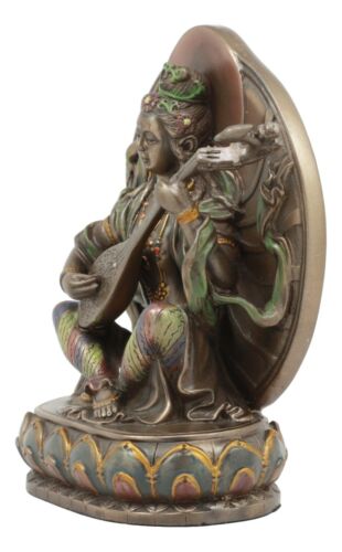 Ebros Gift Hindu Goddess Saraswati Playing A Veena Seated On Lotus Throne Statue 6"Tall