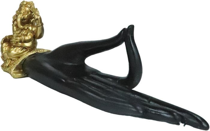Ebros Gift Hindu Golden Elephant God Ganesha Shunya Mudra Palm Hand Votive Candle Holder