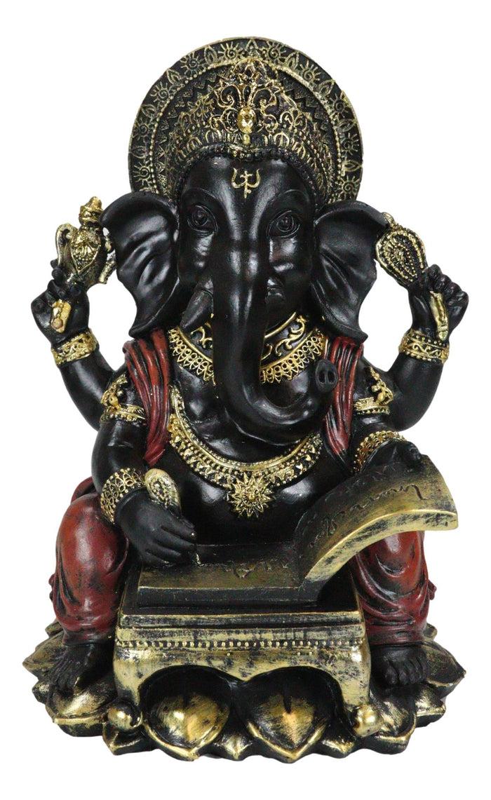 Ebros Gift Hindu Lord Deity Ganesha Writing The Mahabharata On Ancient Scrolls Figurine