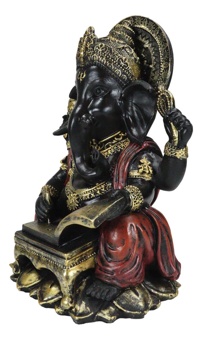Ebros Gift Hindu Lord Deity Ganesha Writing The Mahabharata On Ancient Scrolls Figurine