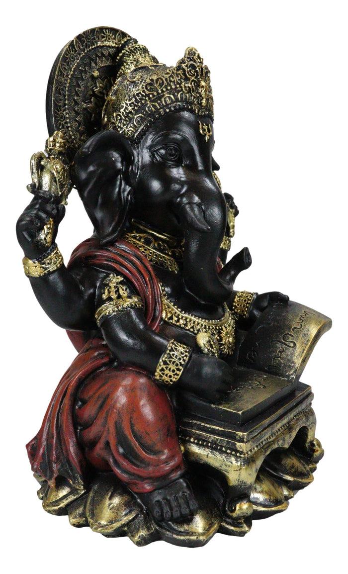Ebros Gift Hindu Lord Deity Ganesha Writing The Mahabharata On Ancient Scrolls Figurine