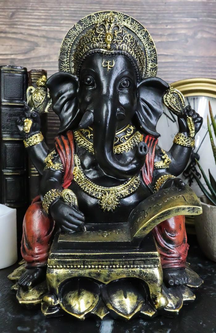 ebros gift Hindu Lord Deity Ganesha Writing The Mahabharata On Ancient Scrolls Figurine