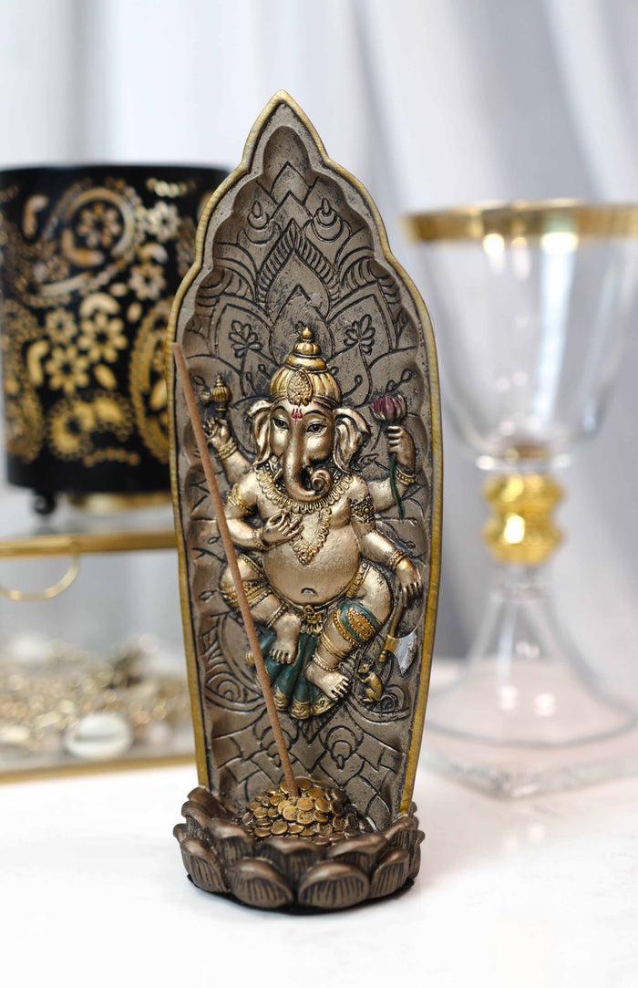 ebros gift Hindu Nritya Ganapati Lord Ganesha And Vahana Mouse Incense Burner Holder Statue