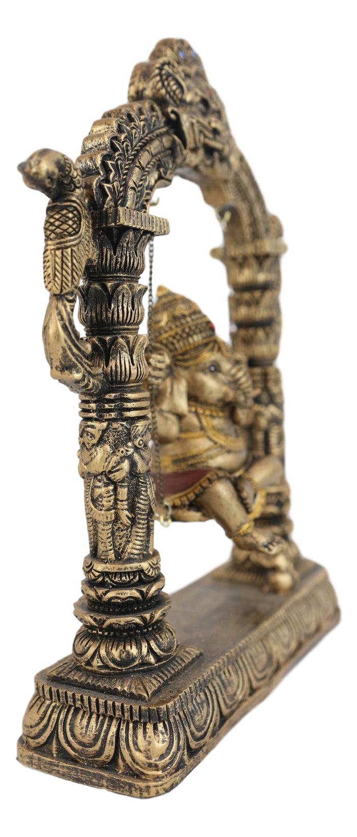 Ebros Gift Hindu Supreme God Baby Ganesha Divine Child On Swing With Mooshika Mouse Statue