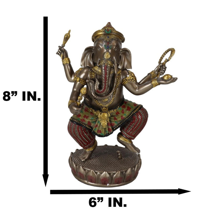 Ebros Gift Hindu Supreme God Dancing Nritya Ganesha On Lotus Statue 8"H Patron Of The Arts
