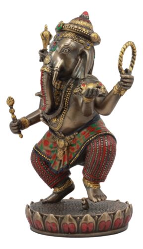 Ebros Gift Hindu Supreme God Dancing Nritya Ganesha On Lotus Statue 8"H Patron Of The Arts
