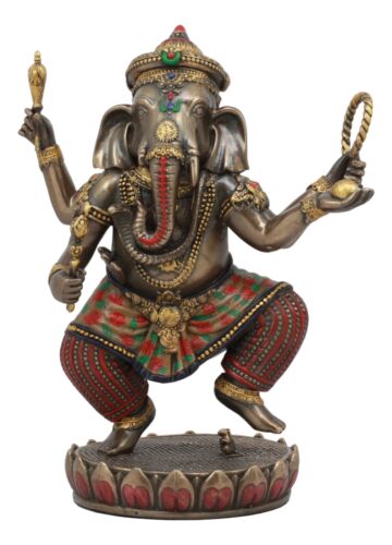 Ebros Gift Hindu Supreme God Dancing Nritya Ganesha On Lotus Statue 8"H Patron Of The Arts