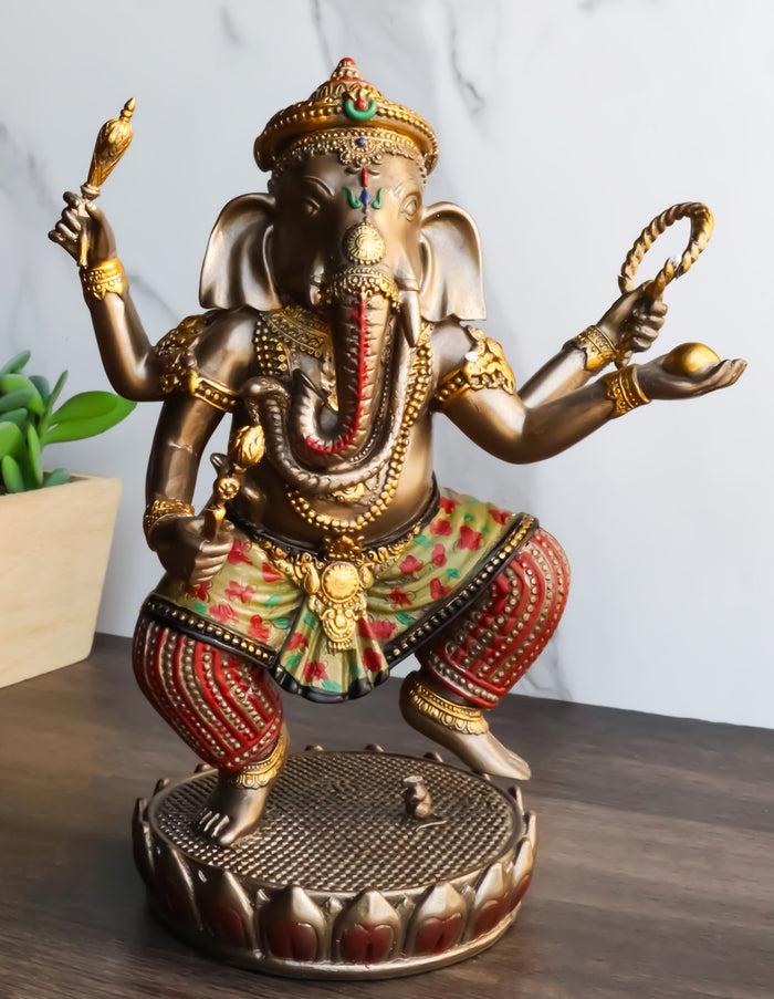 ebros gift Hindu Supreme God Dancing Nritya Ganesha On Lotus Statue 8"H Patron Of The Arts