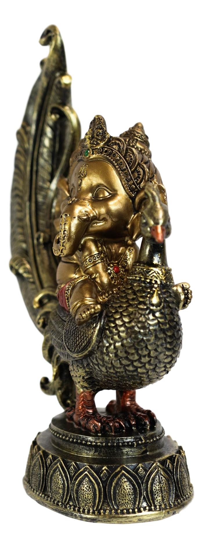 Ebros Gift Hindu Supreme God Of Success And Arts Baby Ganesha Sitting On Peacock Statue