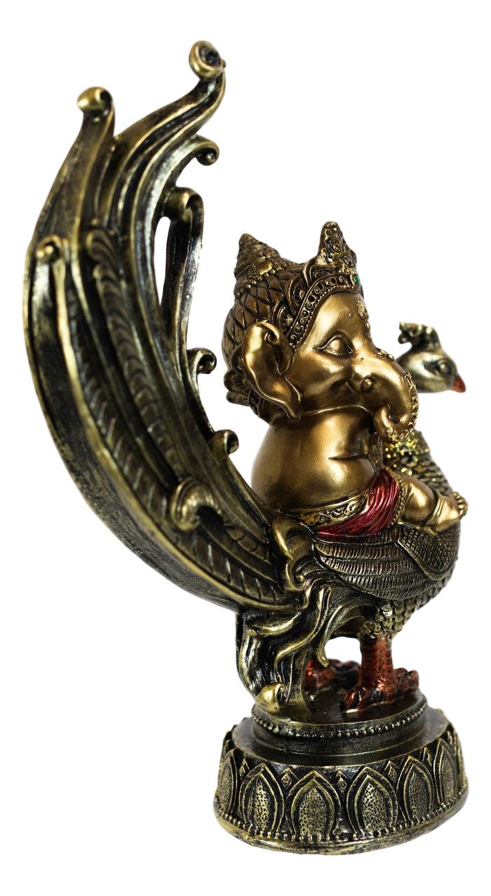 Ebros Gift Hindu Supreme God Of Success And Arts Baby Ganesha Sitting On Peacock Statue