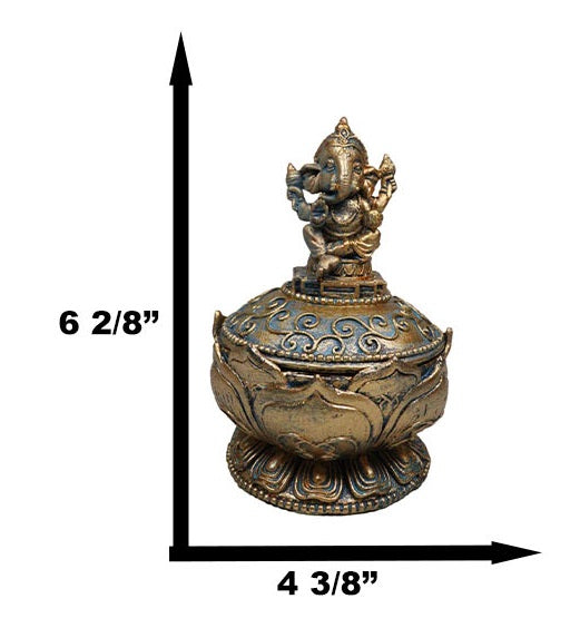 Ebros Gift Hindu Vastu Yoga Ganapati Ganesha Sitting On Mandala Flower Decor Trinket Box